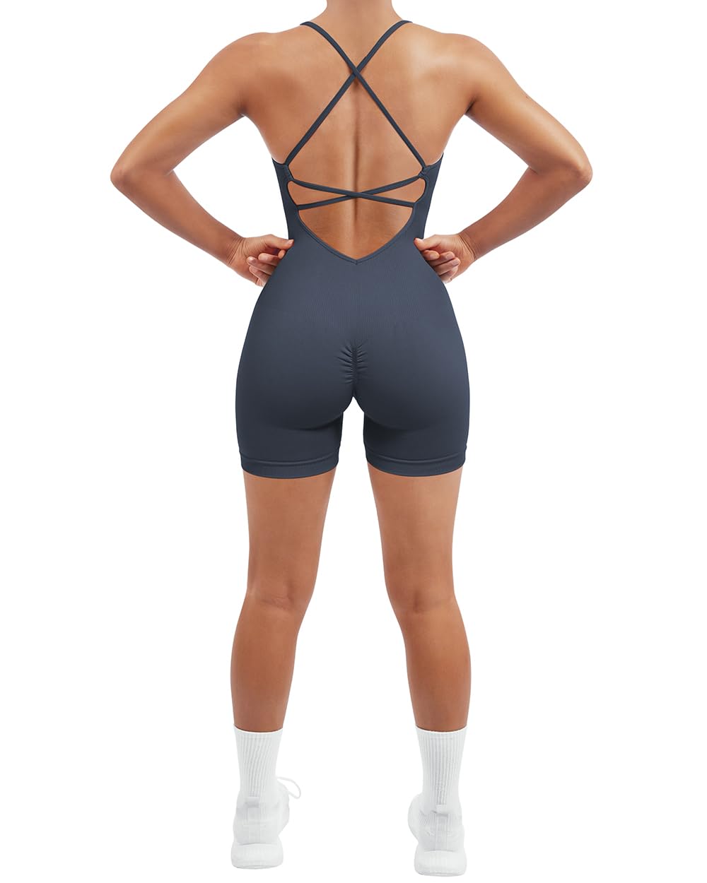 SUUKSESS Women Strappy Romper Seamless Jumpsuit Tummy Control Padded Sports Bra