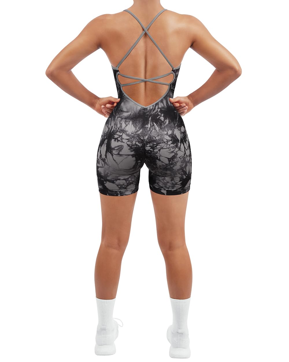 SUUKSESS Women Strappy Romper Seamless Jumpsuit Tummy Control Padded Sports Bra