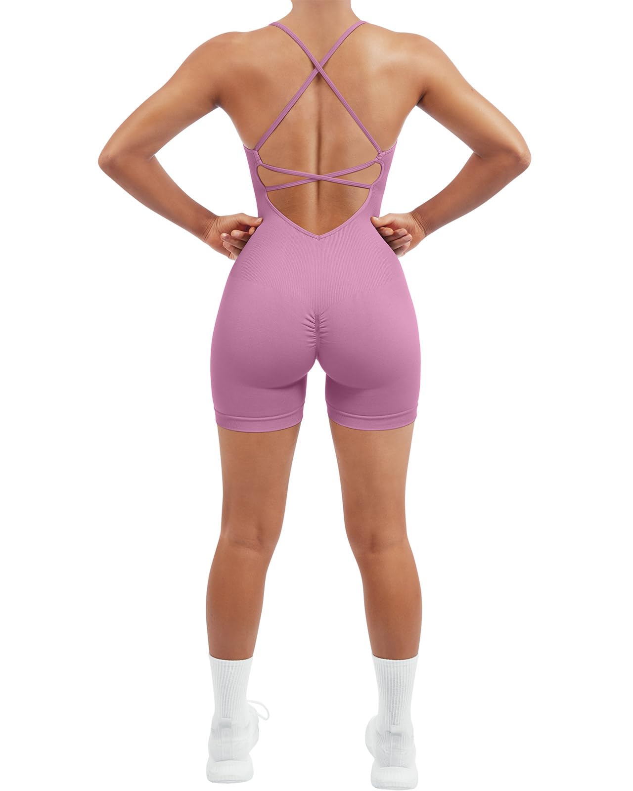 SUUKSESS Women Strappy Romper Seamless Jumpsuit Tummy Control Padded Sports Bra