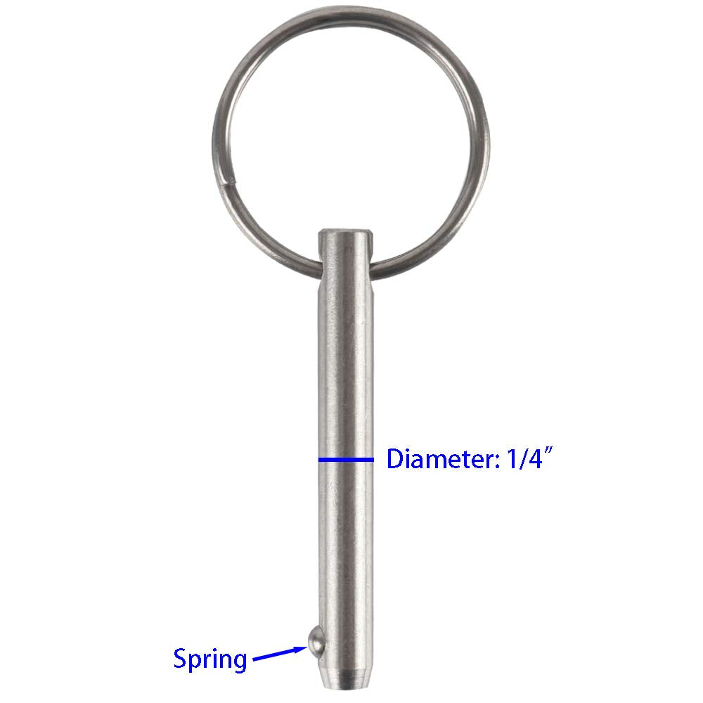 4 Pcs Quick Release Pin, Diameter 1/4", Usable Length 1-1/2", Overall Length 2", Full 316 Stainless Steel, Bimini Top Pin, Marine Hardware