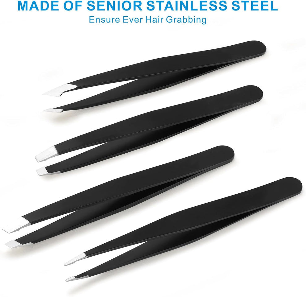 Tweezers Set – Precision Stainless Steel for Eyebrows & Hair Removal