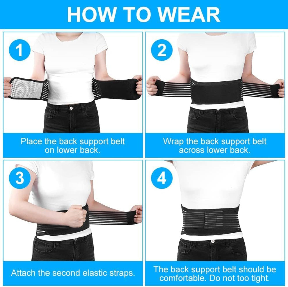 Magnetic Heated Back Support Belt – Adjustable Lumbar Brace for Pain Relief