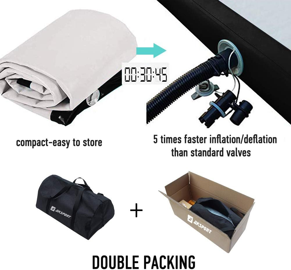 AKSPORT Gymnastics Air Mat Tumble Track Tumbling Mat Inflatable Floor Mats with Air Pump for Home Use/Tumble/Gym/Training/Cheerleading/Parkour/Beach/Park/Water