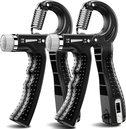 KDG Hand Grip Strengthener 2 Pack Adjustable Resistance 10-130 lbs Forearm Exerciser,Grip Strength Trainer for Muscle Building and Injury Recovery for Athletes