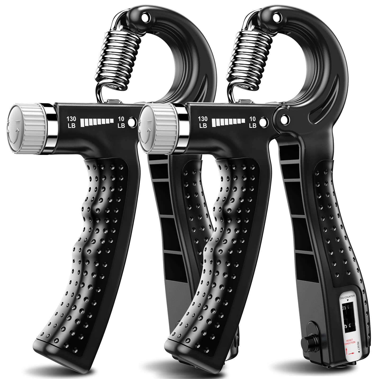 KDG Hand Grip Strengthener 2 Pack Adjustable Resistance 10-130 lbs Forearm Exerciser,Grip Strength Trainer for Muscle Building and Injury Recovery for Athletes
