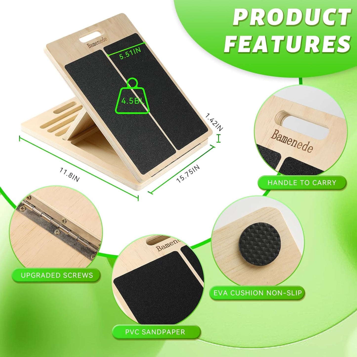 Adjustable Wooden Slant Board – Calf, Ankle & Stretch Trainer