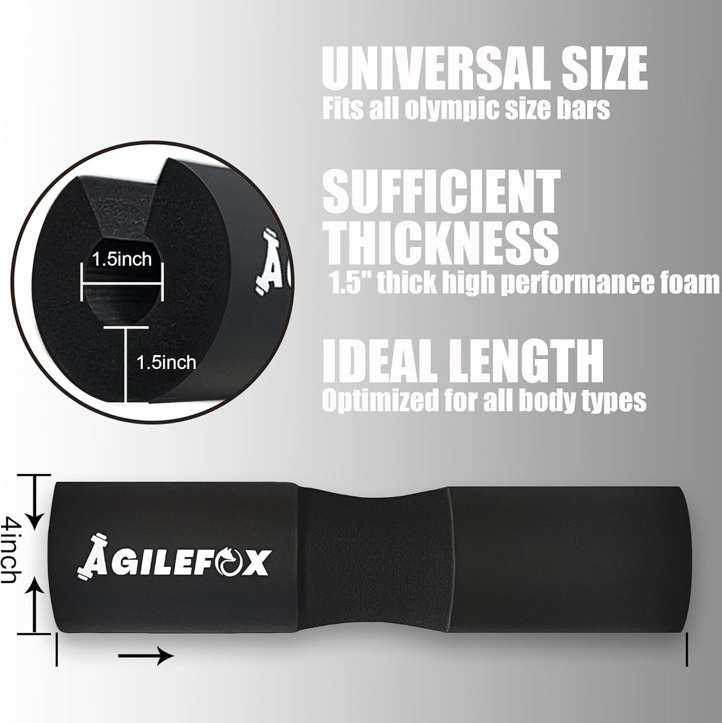 AGILEFOXX Barbell Pad - Squat Pad-Hip Thrust Foam Pad, Comfort & Safety for Strength Training