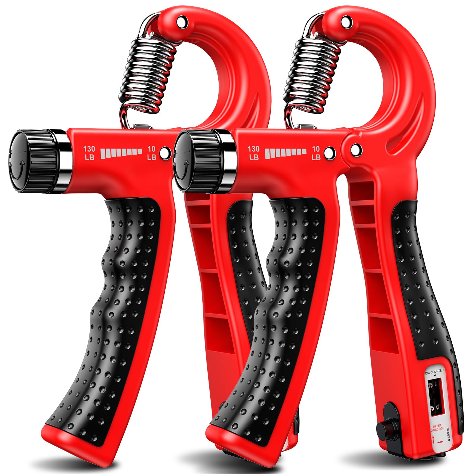 KDG Hand Grip Strengthener 2 Pack Adjustable Resistance 10-130 lbs Forearm Exerciser,Grip Strength Trainer for Muscle Building and Injury Recovery for Athletes