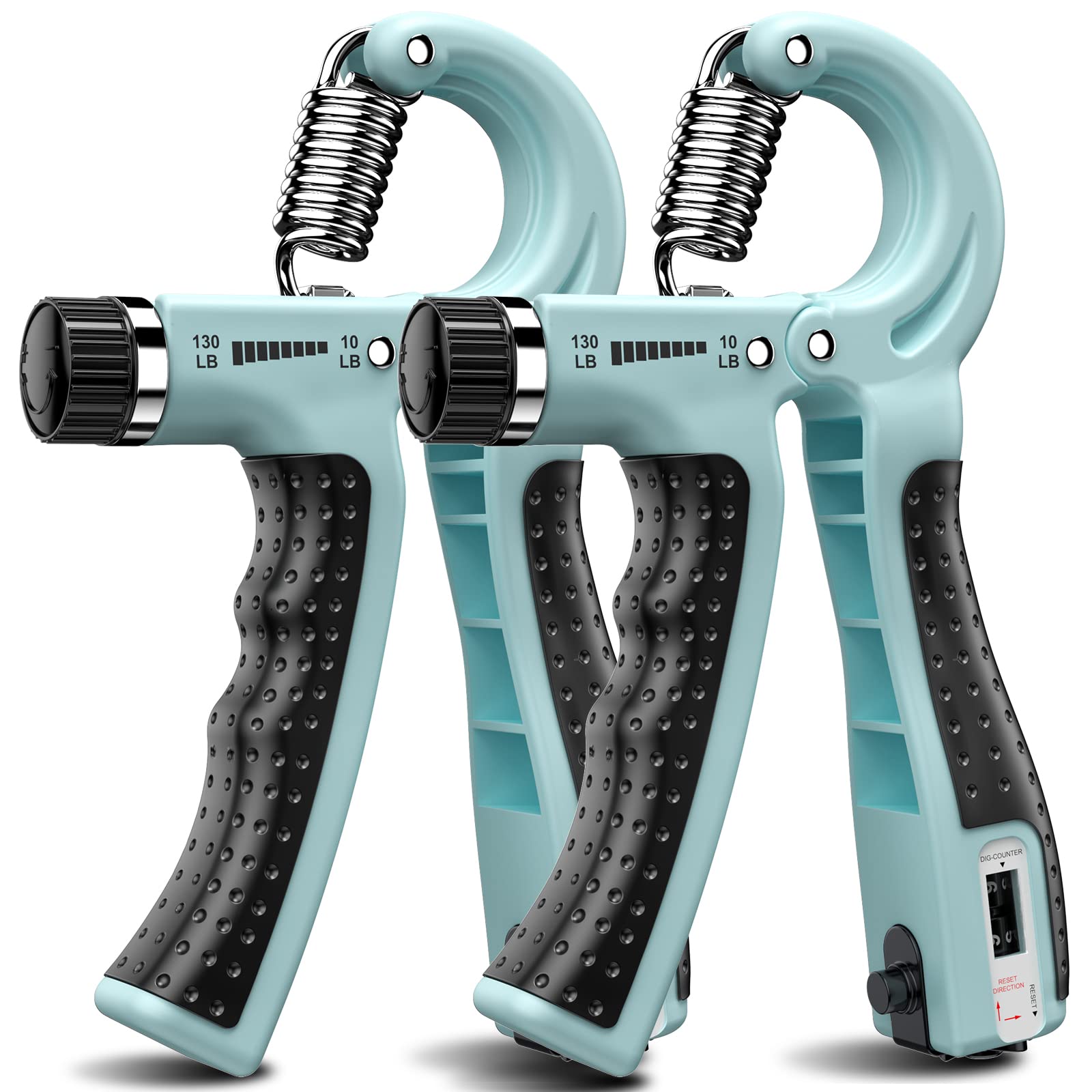 KDG Hand Grip Strengthener 2 Pack Adjustable Resistance 10-130 lbs Forearm Exerciser,Grip Strength Trainer for Muscle Building and Injury Recovery for Athletes
