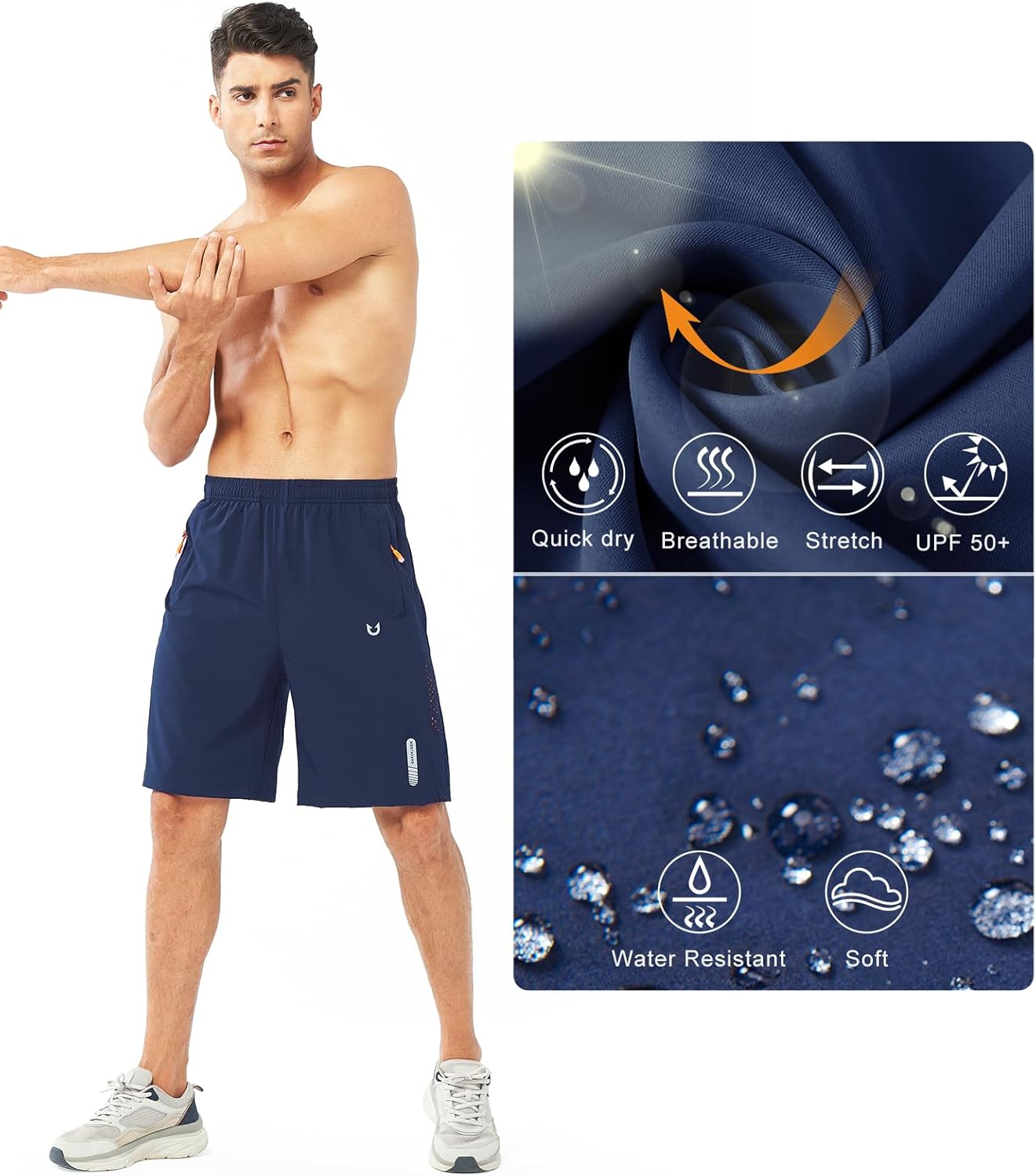 NORTHYARD Men's Athletic Hiking Shorts Quick Dry Workout Shorts 7"/ 9"/ 5" Lightweight Sports Gym Running Shorts Basketball Exercise NAVY-9inch L