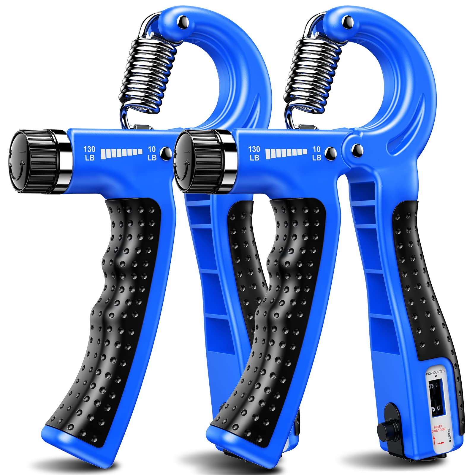 KDG Hand Grip Strengthener 2 Pack Adjustable Resistance 10-130 lbs Forearm Exerciser,Grip Strength Trainer for Muscle Building and Injury Recovery for Athletes