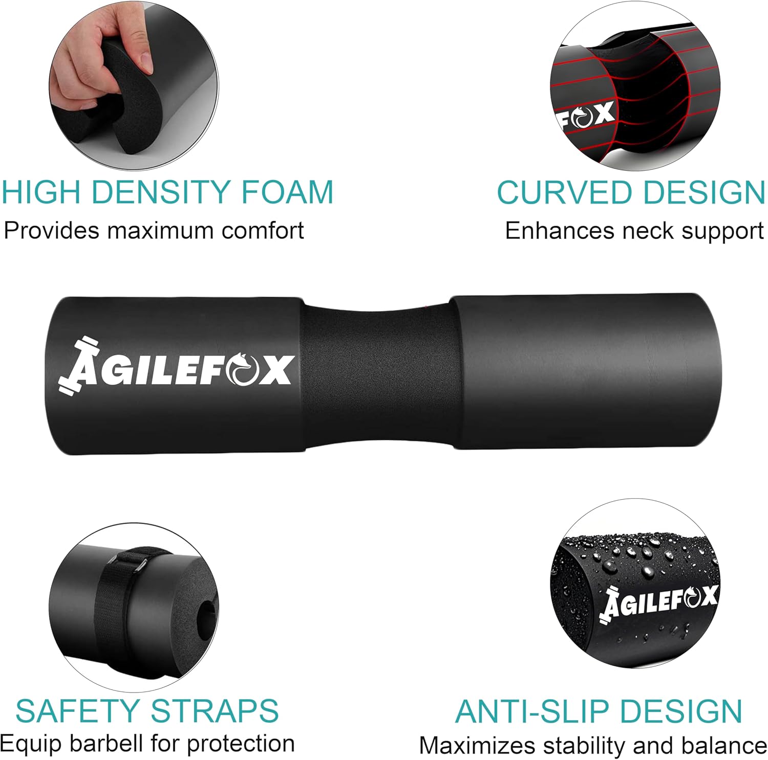 AGILEFOXX Barbell Pad - Squat Pad-Hip Thrust Foam Pad, Comfort & Safety for Strength Training