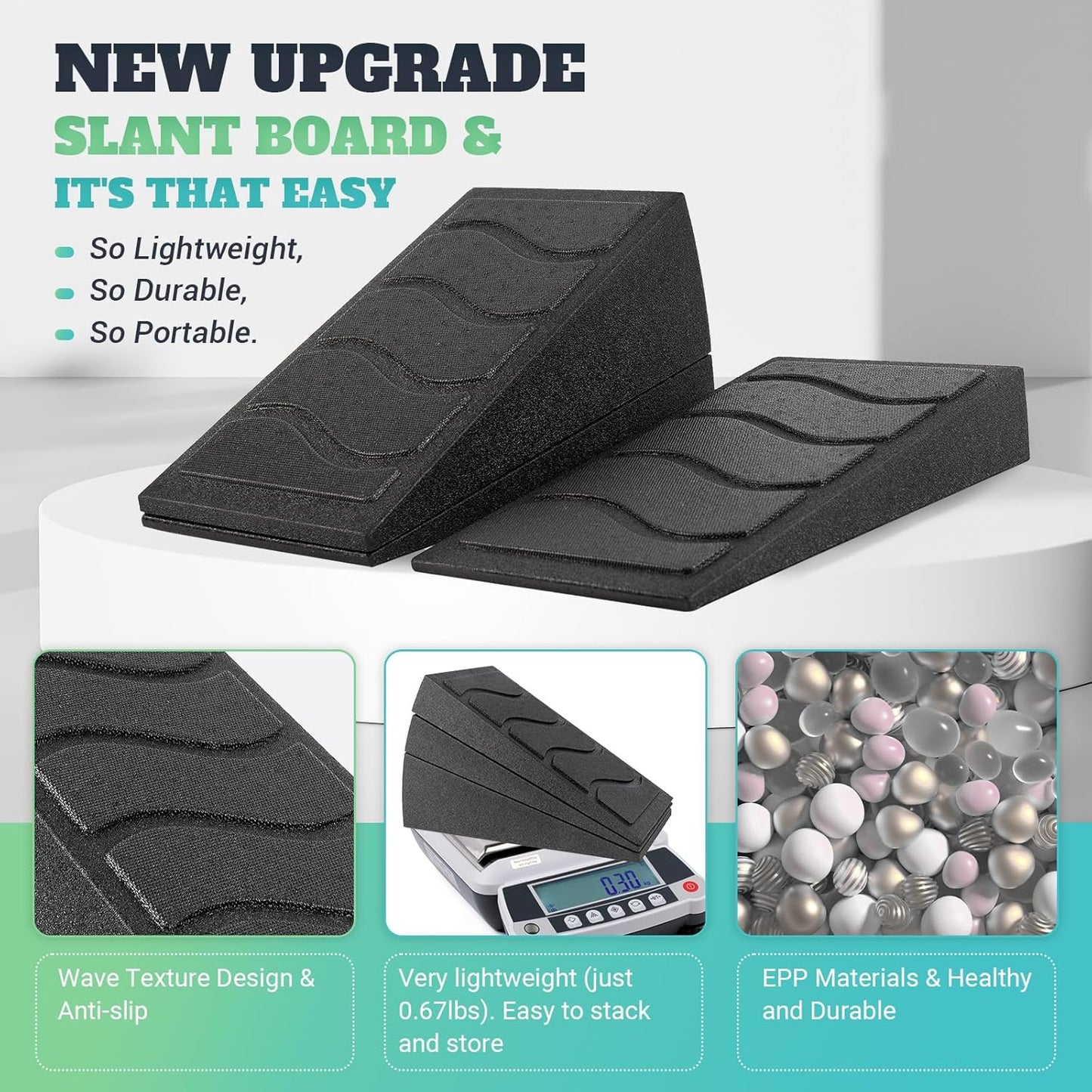 Slant Board for Calf Stretching, 5 Adjustable Angles Incline Board for Squat Wedge, 480 lbs Weight Capacity Calf Stretch Yoga Foam Wedge for Exercise, Squat, Ankle Mobility & Physical Therapy