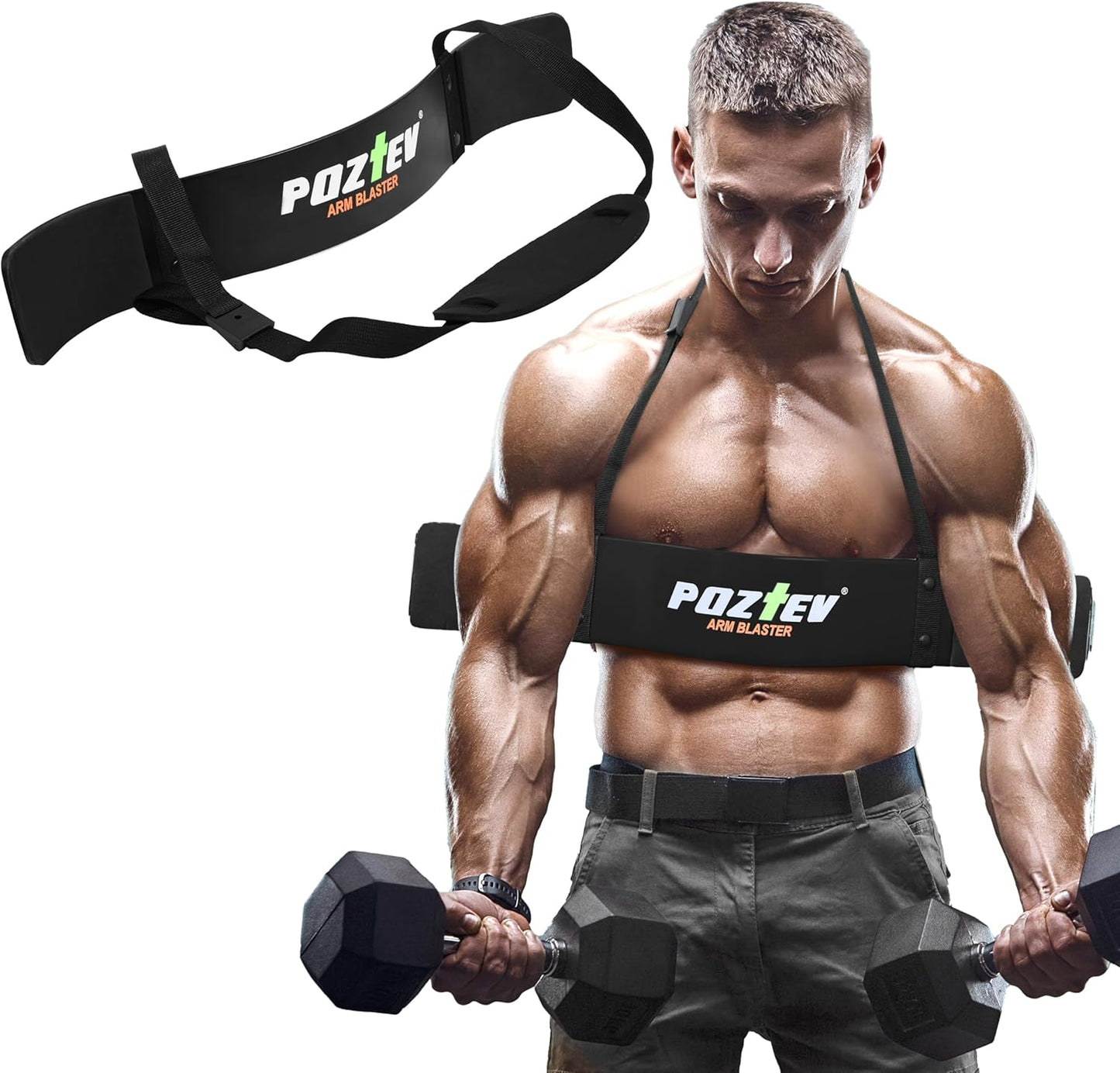 POZTEV Arm Blaster for Biceps & Triceps – Adjustable Curl Support