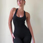 OLCHEE Womens Workout Jumpsuits Seamless Yoga Gym Bodycon Rompers Sexy Racerback Tummy Control Padded Bra Unitard