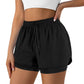 Women's 2 in 1 Running Shorts for Gym Yoga Workout Athletic Shorts High-Waisted Shorts with Liner Pockets