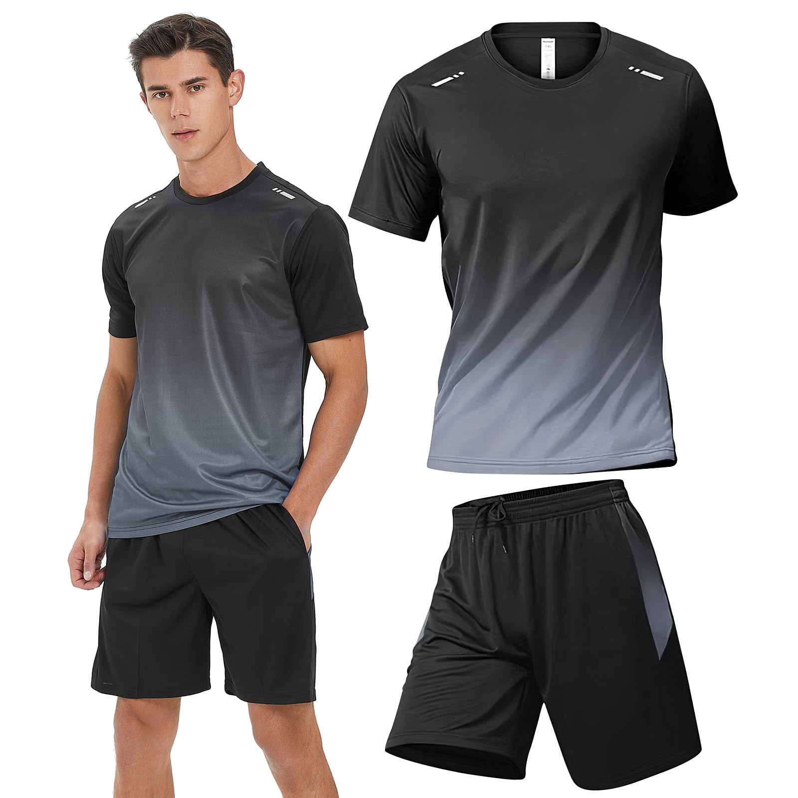 BOOMCOOL Gym Clothes for Men Workout Shirts Sets Outfits 3 Pack for Running Football Athletic Exercise Fit for Out T Sports