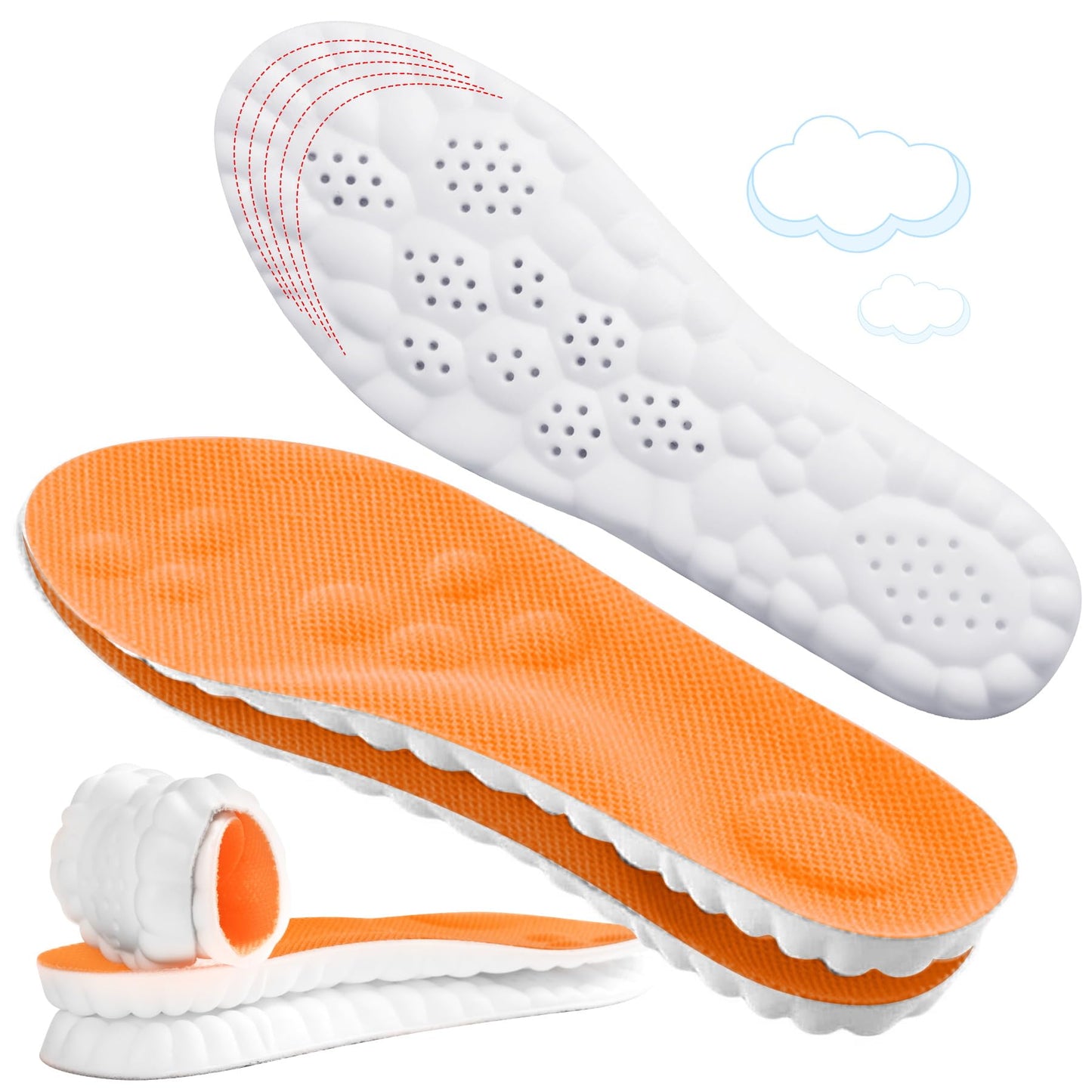4D Cloud-Like Comfort Soles for Men - Soft Memory Foam Cushioning Insoles - Trim to Fit Steppers Insoles with Arch Support for Foot Pain Relief and Fatigue Reduction (Black, US M 9-12.5)