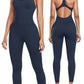 OLCHEE Womens Workout Jumpsuits Seamless Yoga Gym Bodycon Rompers Sexy Racerback Tummy Control Padded Bra Unitard