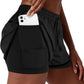 Women's 2 in 1 Running Shorts for Gym Yoga Workout Athletic Shorts High-Waisted Shorts with Liner Pockets