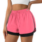 Women's 2 in 1 Running Shorts for Gym Yoga Workout Athletic Shorts High-Waisted Shorts with Liner Pockets
