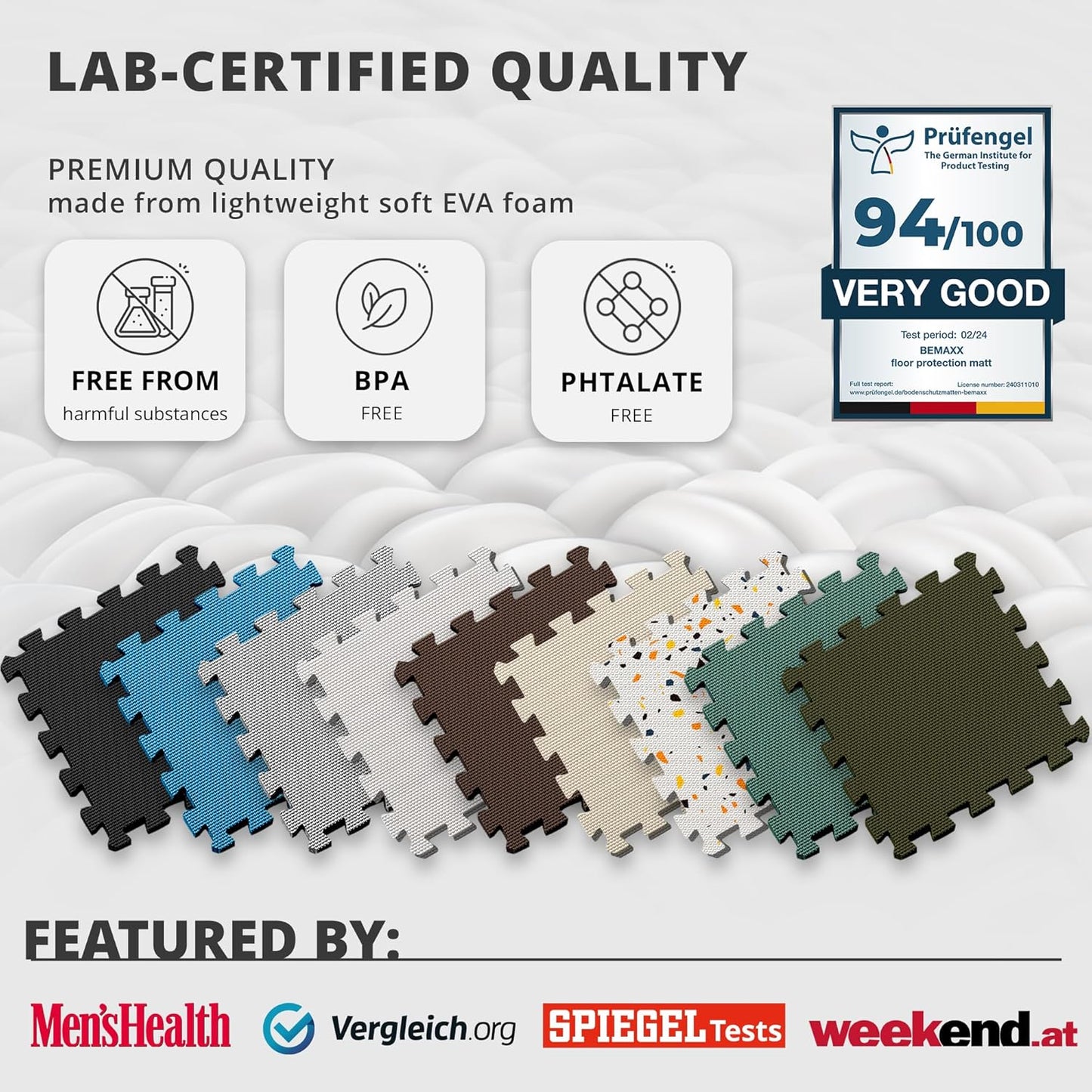 Puzzle Gym Mat Set – EVA Foam Interlocking Floor Tiles, 18 Sq Ft